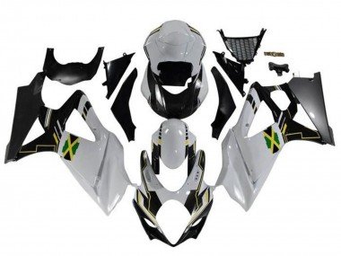 2005-2006 White Black Yellow Jamaica Suzuki GSXR 1000 Motorcycle Fairings