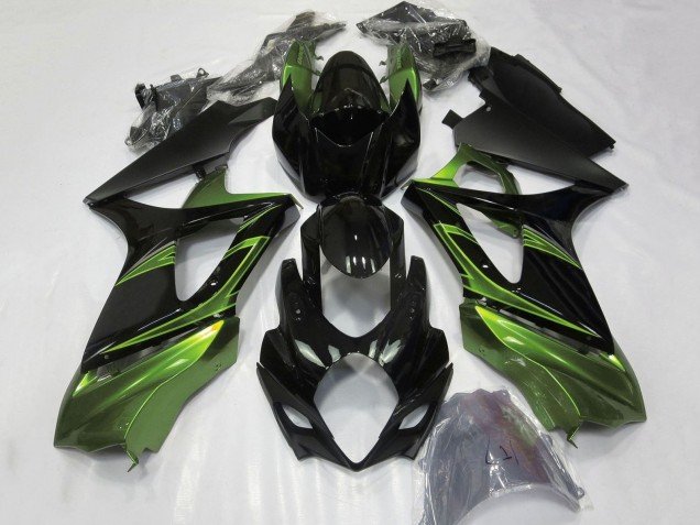 2007-2008 Green Glossy Black Suzuki GSXR 1000 Motorcycle Fairings