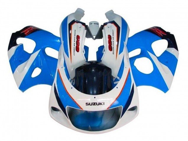 1996-2000 Blue White Red Suzuki GSXR 600 / GSXR 750 Motorcycle Fairings