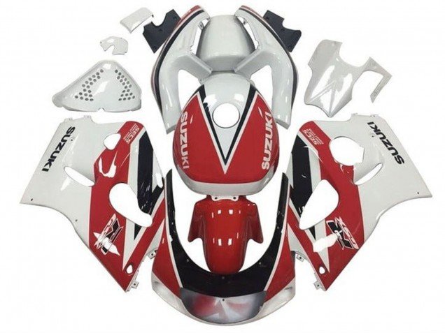 1996-2000 Red White Black Stripe Suzuki GSXR 600 / GSXR 750 Motorcycle Fairings