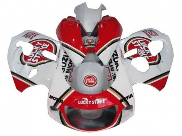 1996-2000 White Red Lucky Strike Suzuki GSXR 600 / GSXR 750 Motorcycle Fairings