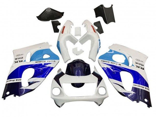 1996-2000 White Triple Blue Suzuki GSXR 600 / GSXR 750 Motorcycle Fairings
