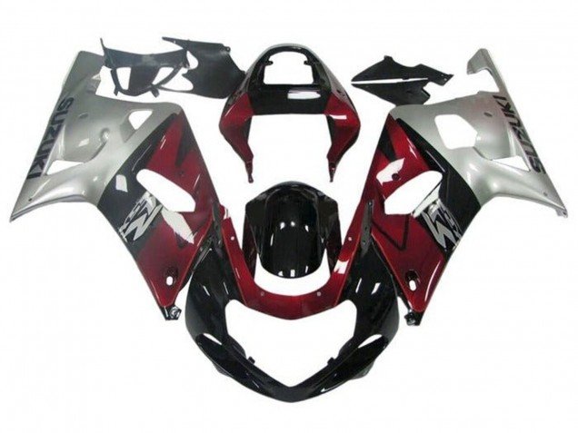 2001-2003 Silver Red Glossy Black Suzuki GSXR 600 / GSXR 750 Motorcycle Fairing
