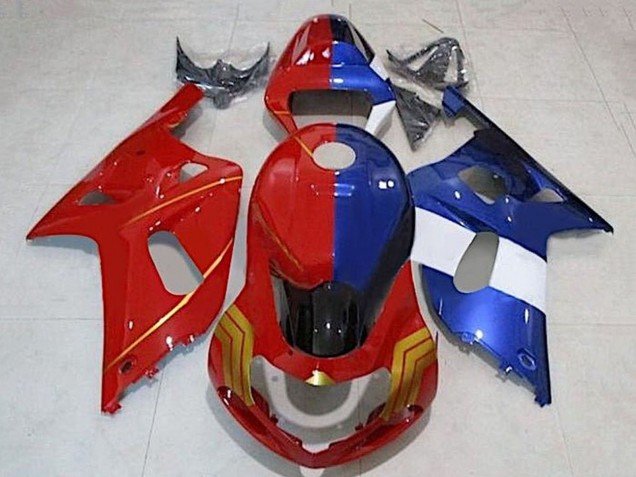 2001-2003 Red Blue Split Gold Suzuki GSXR 600 / GSXR 750 Motorcycle Fairings