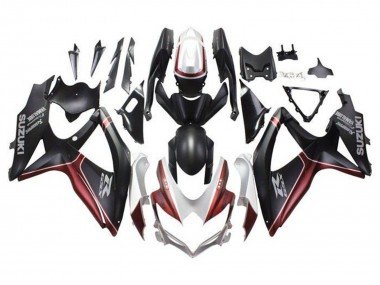 2008-2010 White Red Matte Black Suzuki GSXR 600 / GSXR 750 Motorcycle Fairings