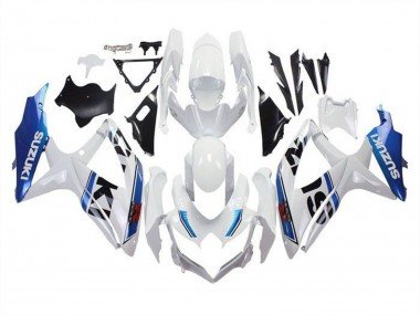 2008-2010 White Blue Stripe Suzuki GSXR 600 / GSXR 750 Motorcycle Fairings