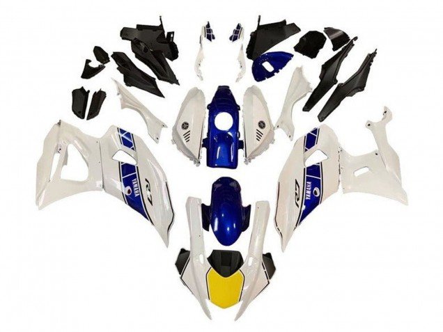 2021-2024 White Yellow Blue Stripe Yamaha YZF R7 Motorcycle Fairings