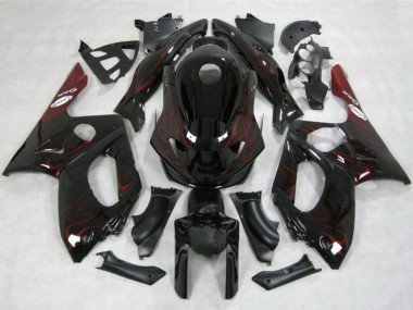 1996-2007 Glossy Black Red Flame Yamaha YZF600R Thundercat Motorcycle Fairings