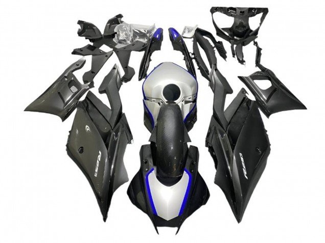 2022-2024 Silver Blue Black Carbon Fiber Style Yamaha YZF R3/R25 Motorcycle Fairings