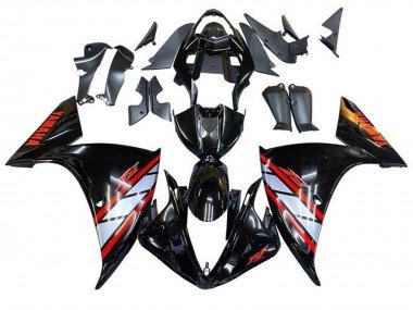 2009-2011 Glossy Black Silver Red Stripe Yamaha YZF 1000 R1 Motorcycle Fairings