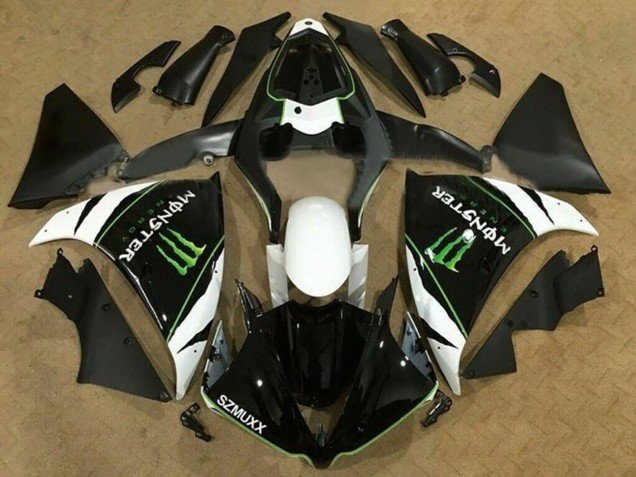 2009-2011 White Black Green Monster Energy Yamaha YZF 1000 R1 Motorcycle Fairings