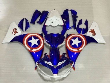 2009-2011 Blue White Red Star Captain America Yamaha YZF 1000 R1 Motorcycle Fairings
