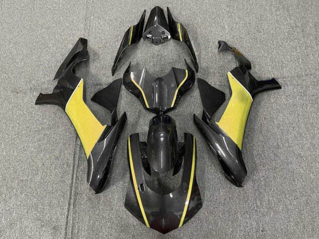 2015-2019 Faux Carbon Fiber Yellow Yamaha YZF 1000 R1 Motorcycle Fairings
