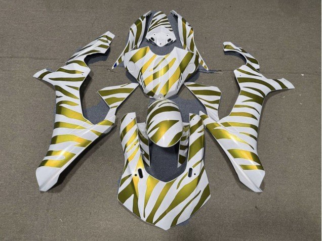 2015-2019 White Gold Zebra Yamaha YZF 1000 R1 Motorcycle Fairings