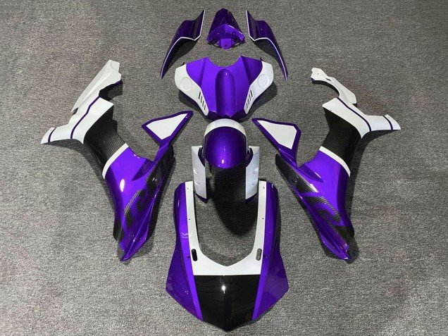 2020-2025 Purple White Faux Carbon Fiber Yamaha YZF 1000 R1 Motorcycle Fairings