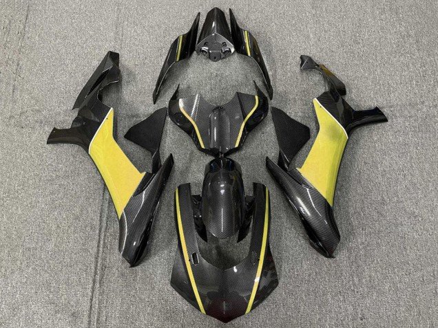 2020-2025 Faux Carbon Fiber Yellow Yamaha YZF 1000 R1 Motorcycle Fairings