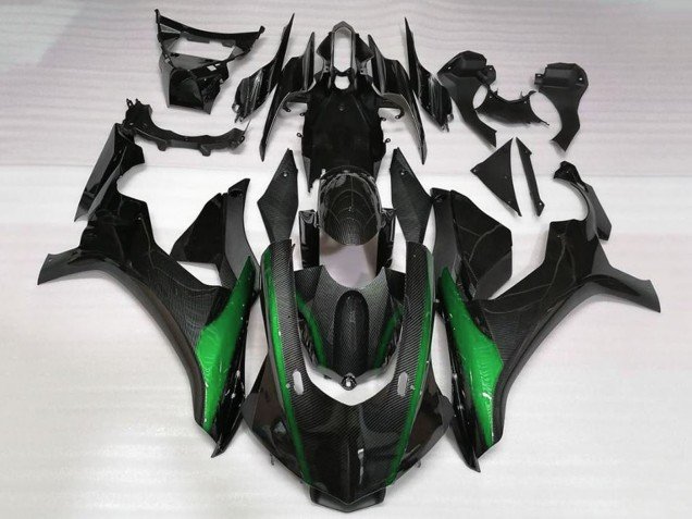 2020-2025 Faux Carbon Fiber Green Yamaha YZF 1000 R1 Motorcycle Fairings