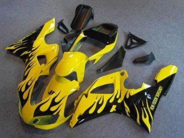 1998-1999 Yellow Black Flame Yamaha YZF 1000 R1 Motorcycle Fairings