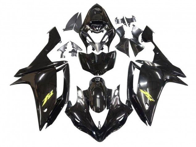 2007-2008 Glossy Black Gold Decal Yamaha YZF 1000 R1 Motorcycle Fairings