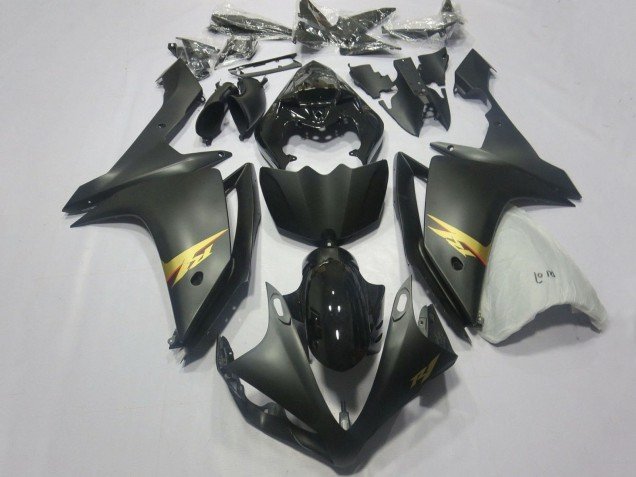 2007-2008 Glossy Black Matte Black Gold Decal Yamaha YZF 1000 R1 Motorcycle Fairings
