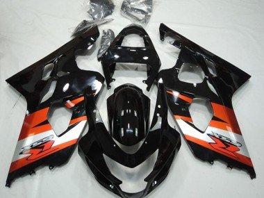 2004-2005 Glossy Black Orange White with Decal Suzuki GSXR 600 / GSXR 750 Motorcycle Fairings