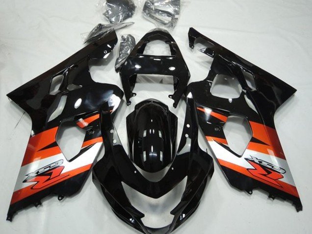 2004-2005 Glossy Black Orange White with Decal Suzuki GSXR 600 / GSXR 750 Motorcycle Fairings