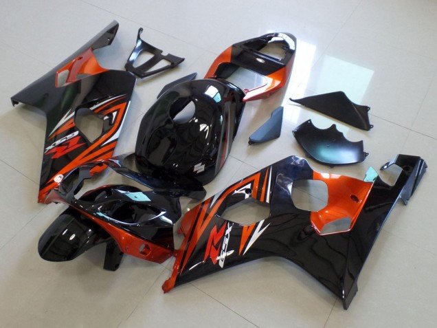 2004-2005 Glossy Black Orange Suzuki GSXR 600 / GSXR 750 Motorcycle Fairings