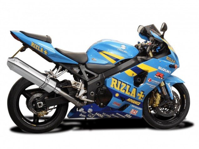 2004-2005 Light Blue Yellow Rizla Motul Suzuki GSXR 600 / GSXR 750 Motorcycle Fairings