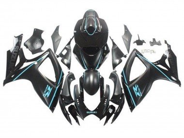 2006-2007 Matte Black Turquoise Blue Suzuki GSXR 600 / GSXR 750 Motorcycle Fairings