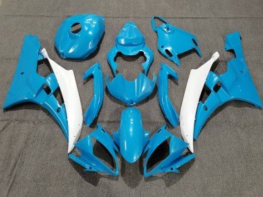 2006-2007 Light Blue White Yamaha YZF R6 Motorcycle Fairings