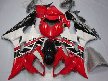 2006-2007 Red White Glossy Black Michelin Motul Yamaha YZF R6 Motorcycle Fairings