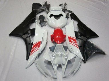 2006-2007 White Red Matte Black Yamaha YZF R6 Motorcycle Fairings