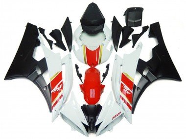 2006-2007 White Red Gold Matte Black Yamaha YZF R6 Motorcycle Fairings