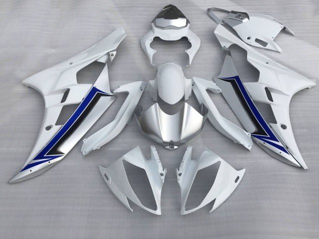 2006-2007 White Silver Blue Black Yamaha YZF R6 Motorcycle Fairings