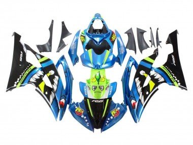 2008-2016 Blue Green Glossy Black Shark Yamaha YZF R6 Motorcycle Fairings