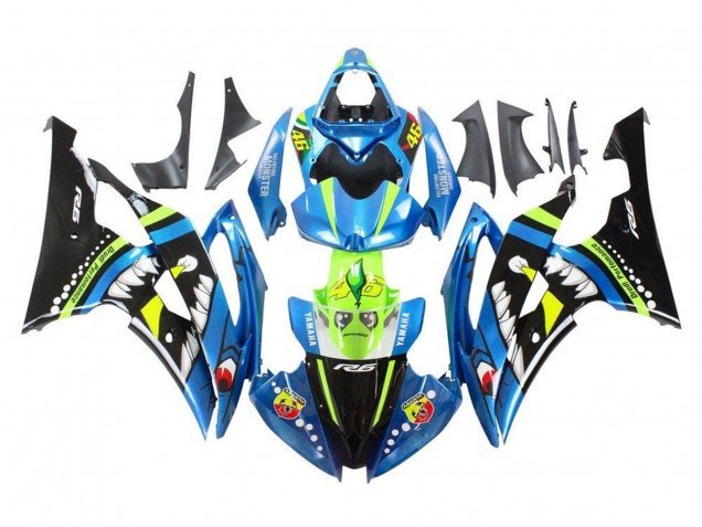 2008-2016 Blue Green Glossy Black Shark Yamaha YZF R6 Motorcycle Fairings