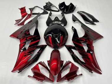 2008-2016 Red Glossy Black Fade Yamaha YZF R6 Motorcycle Fairings