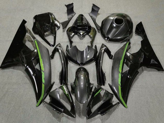 2008-2016 Black Carbon Fiber Style Green Yamaha YZF R6 Motorcycle Fairings