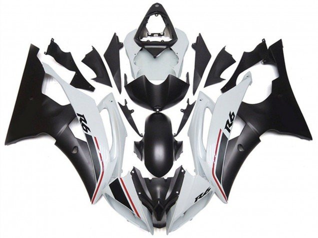 2008-2016 White Matte Black Red Yamaha YZF R6 Motorcycle Fairing