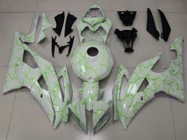 2008-2016 White Green Lightning Yamaha YZF R6 Motorcycle Fairings
