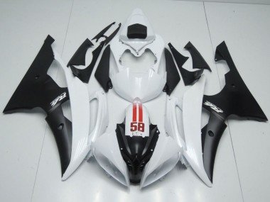 2008-2016 White Red Matte Black 58 Yamaha YZF R6 Motorcycle Fairings