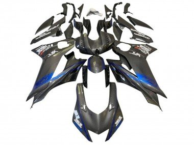2017-2023 Blue Black Faux Carbon Fiber Yamaha YZF R6 Motorcycle Fairings