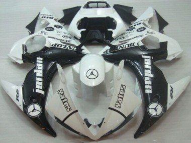 2005 White Glossy Black Jordan Dunlop Yamaha YZF R6 Motorcycle Fairings