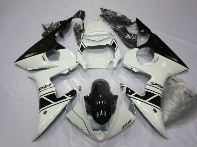 2003-2004 White Glossy Black Yamaha YZF R6 Motorcycle Fairings