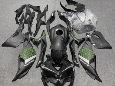 2019-2025 Faux Carbon Fiber Green Grey Kawasaki ZX4R ZX-4RR Motorcycle Fairings