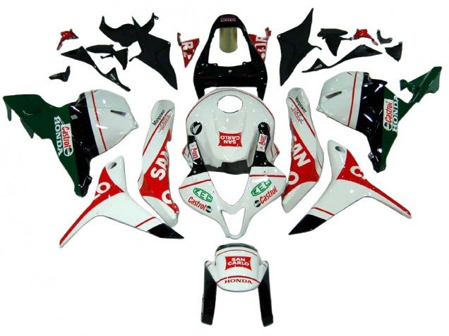 2009-2012 White Red Green Castrol San Carlo Honda CBR600RR Motorcycle Fairings