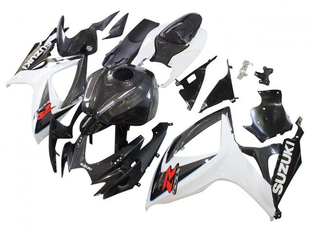 2006-2007 Black White Carbon Fiber Style Suzuki GSXR 600/750 Motorcycle Fairings