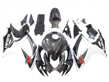 2006-2007 Black White Carbon Fiber Style Suzuki GSXR 600/750 Motorcycle Fairings