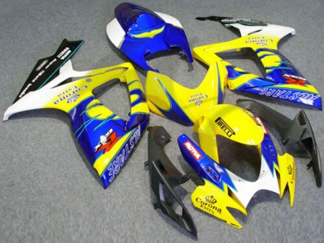 2006-2007 White Blue Yellow Corona Alstare Suzuki GSXR 600/750 Motorcycle Fairings