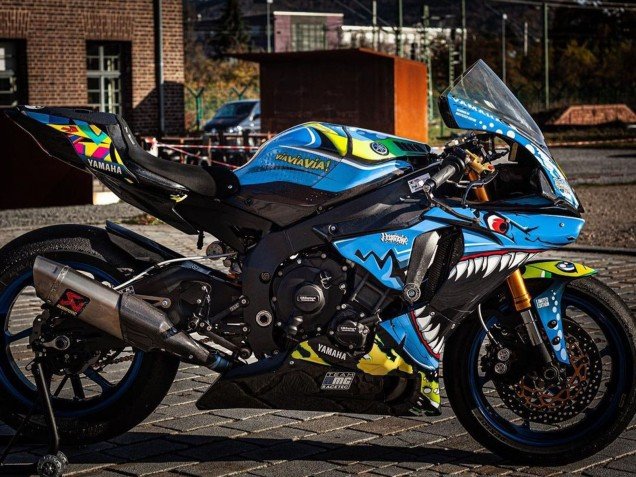 2015-2019 Blue Yellow Shark Yamaha YZF R1 Motorcycle Fairings